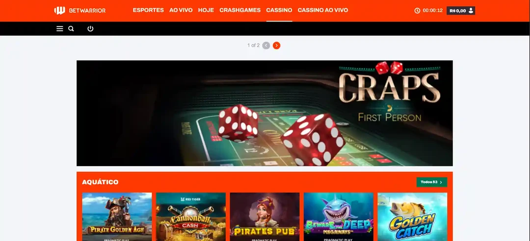 Jogos no Betwarrior cassino