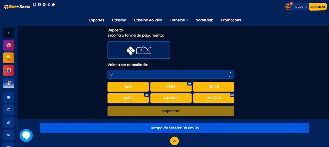 Como depositar na Bet dá Sorte