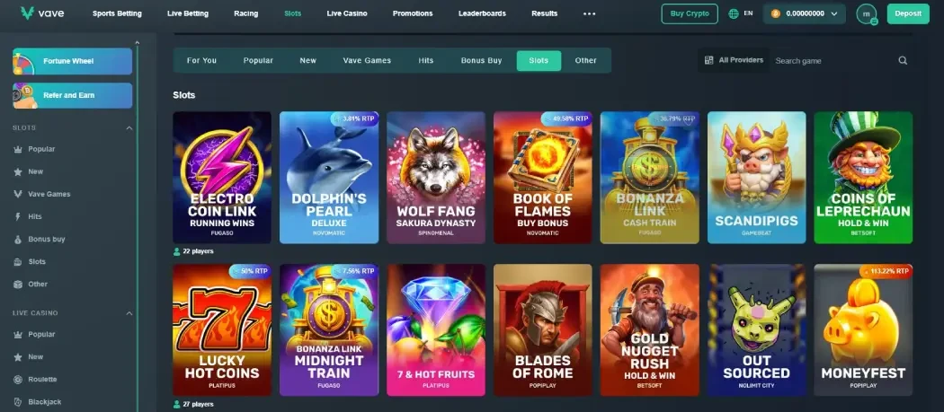 Ігри Vave казино