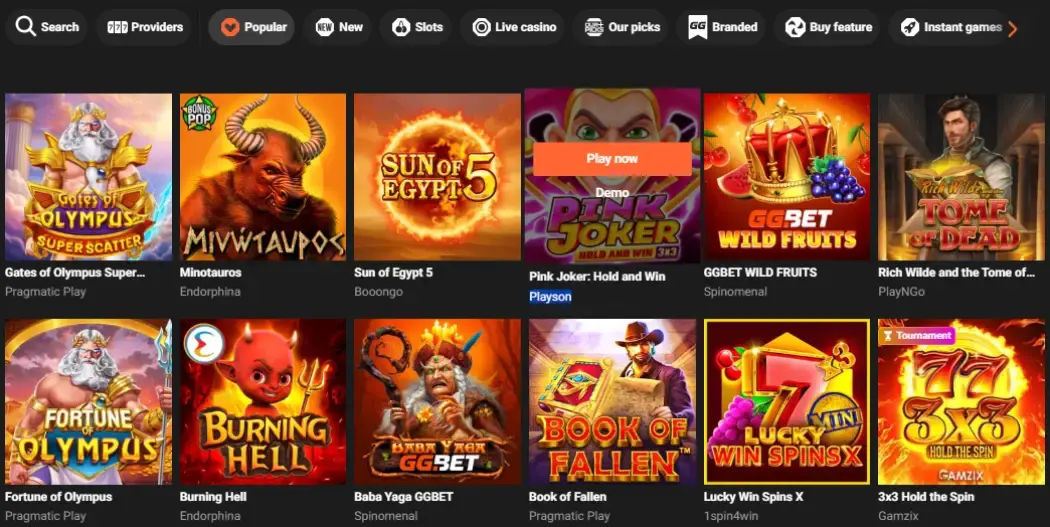 GGBET игровые автоматы Слоты GGBET