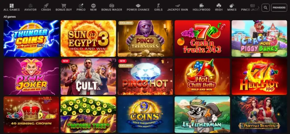 Ігри в Пінко казино