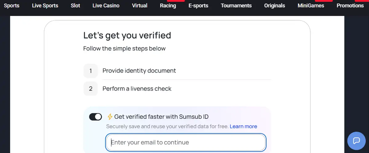 MyStake Casino verification