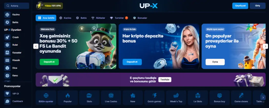 Up-X – Azərbaycan onlayn kazinosu Up-X Casino
