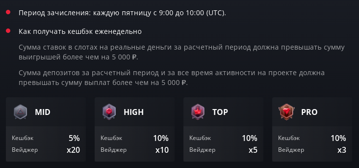 Starda казино кэшбек