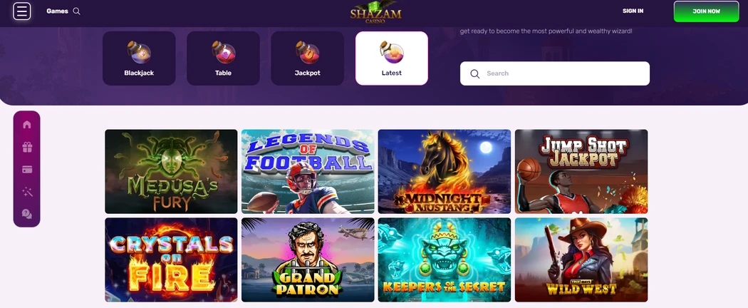 Shazam Casino games
