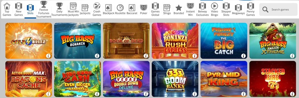 Betway Casino games