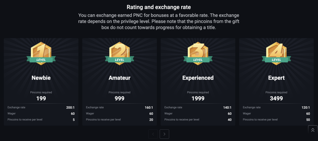 Pin Up система привилегий Pin Up пинкоины