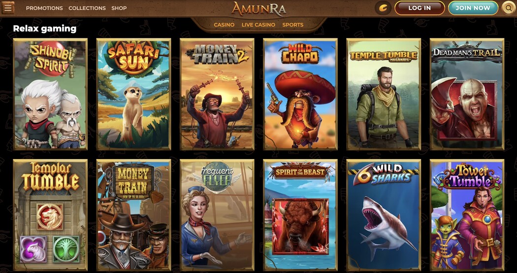 Relax Gaming games in AmunRa Casino