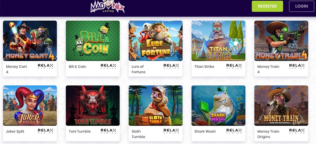 Relax Gaming games in MadNix Casino