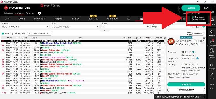 Instruction On How To Switch From Play Money To Real Money On Pokerstars