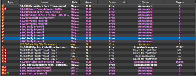 Multi Flight Freeroll в покерному лобі 888poker Multi Flight Freeroll