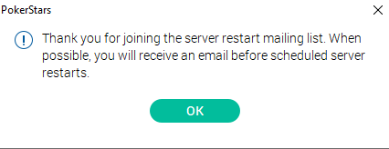 Успішне введення стар-коду Повідомлення від ПокерСтарс