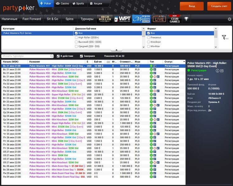 Расписание Poker Masters PLO Series 2020