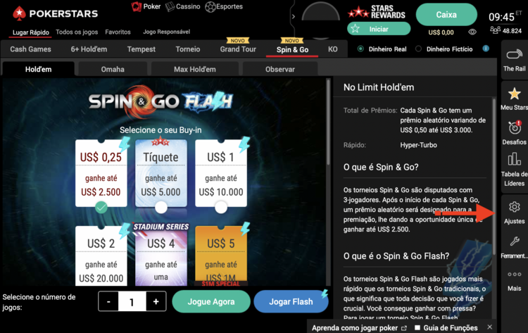 lobby da sala de pôquer. Aurora na PokerStars