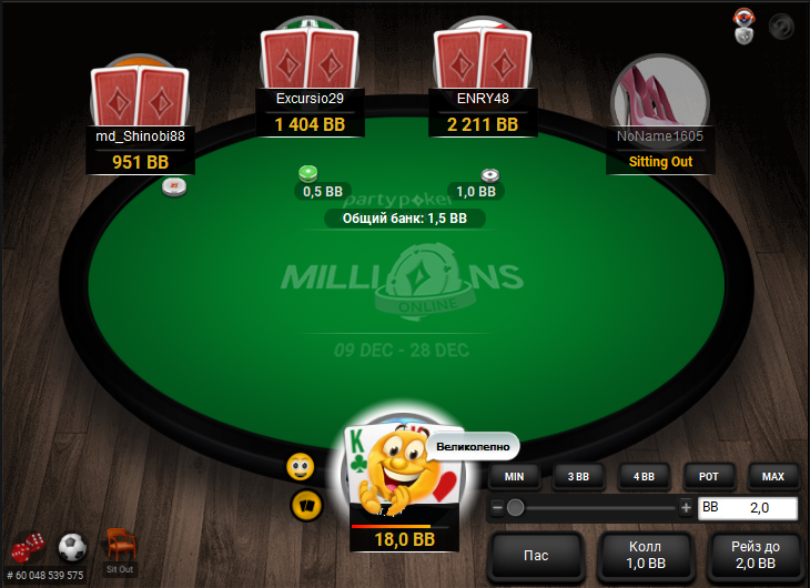 Зовнішній вигляд гральних столів на PartyPoker