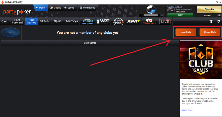 Creating a poker club on Partypoker poker club on Partypoker