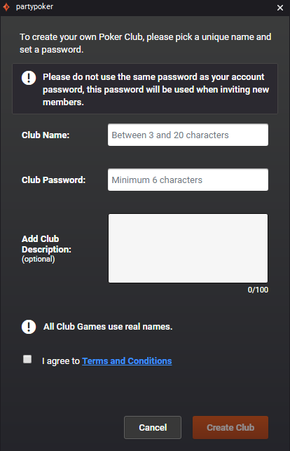 Poker clubs on Partypoker poker club
