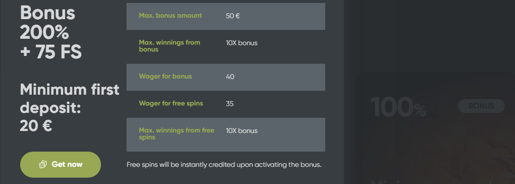 Условия бонуса