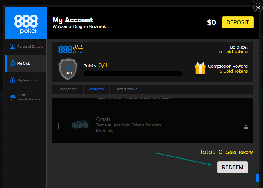Застосування токенів на 888покер Застосування токенів