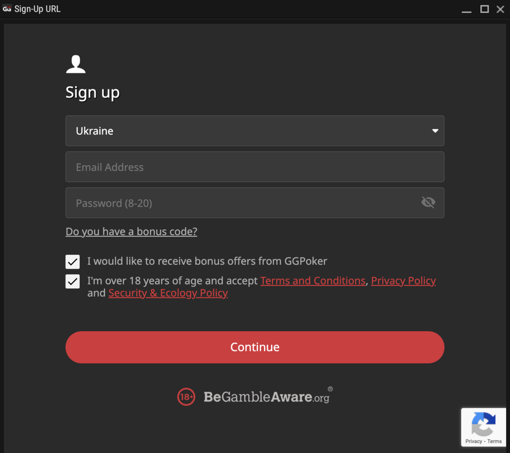 Реєстрація ГГ покер