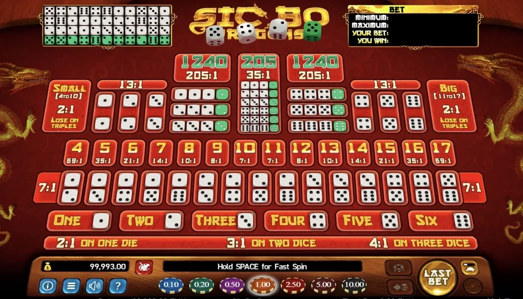 Sic bo table online Sic bo table