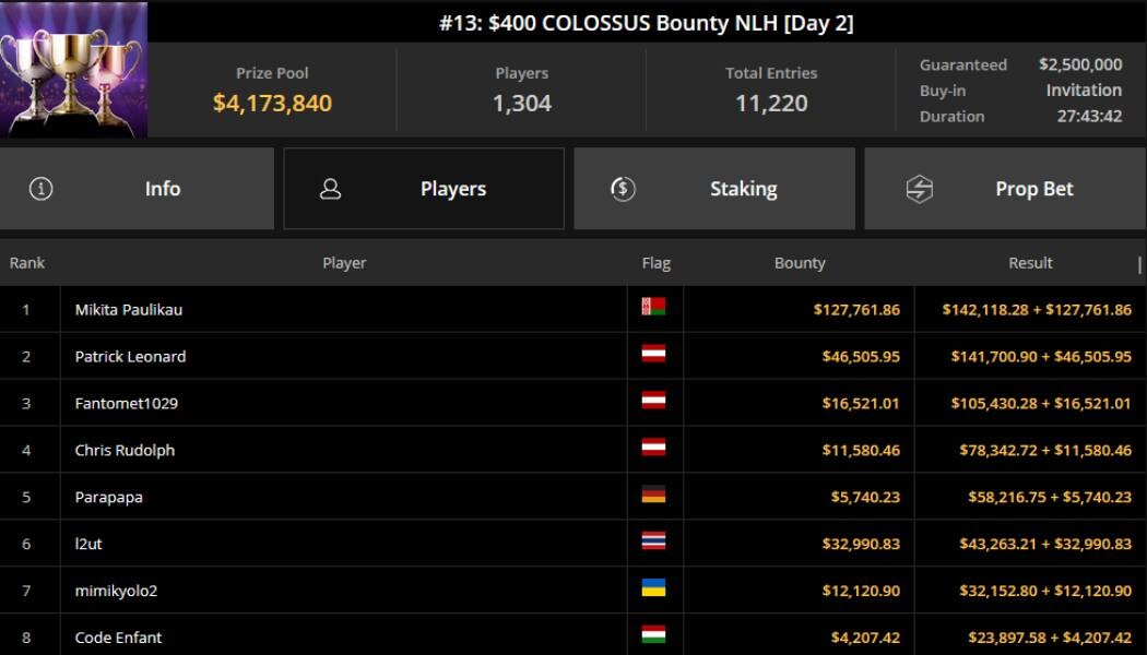 WSOP Super Circuit Event#13: 400$ COLOSSUS Bounty NLH