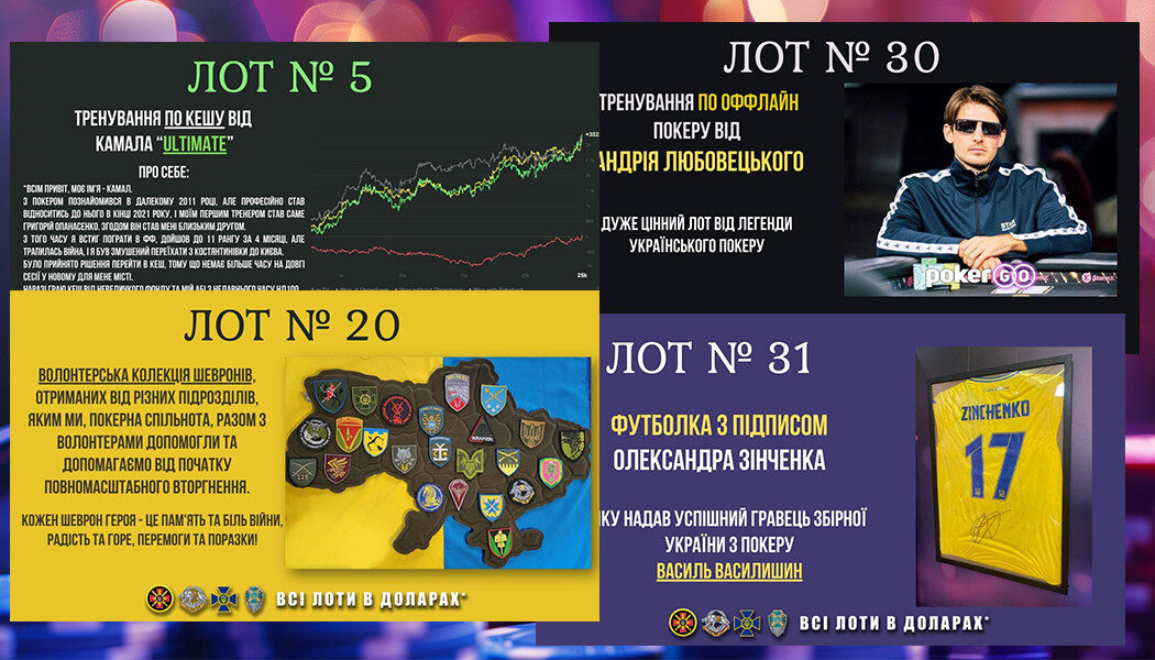 Приклад лотів благодійного аукціону від Kostya_Jock на підтримку ЗСУ