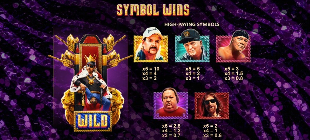 Joe Exotic Paytable Joe Exotic Symbol Values