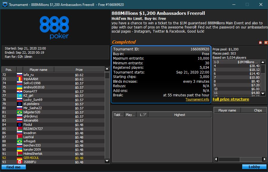 Instagram Freeroll 888poker