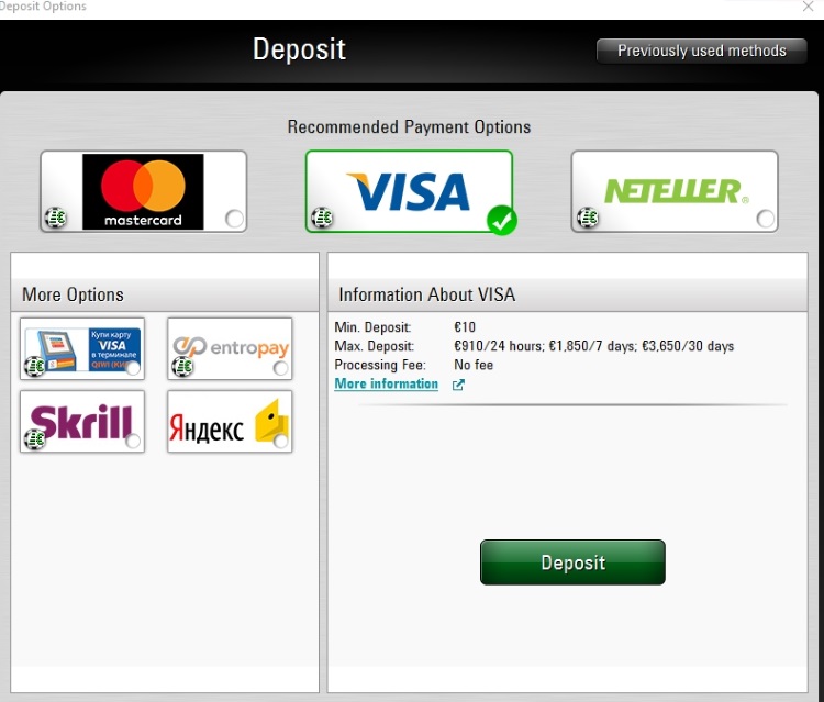 Методы депозита на PokerStars.es Депозит PokerStars.es