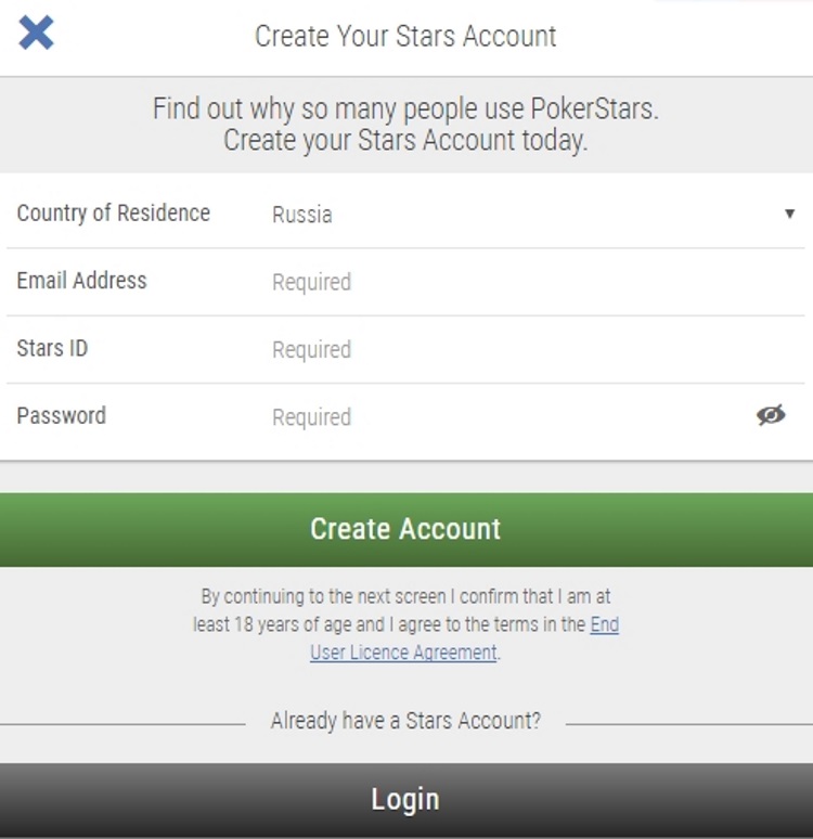 Создание аккаунта на PokerStars.es Аккаунт PokerStars.es