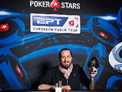 Стив О'Двайер празднует победу в турнире хайроллеров на EPT Монте-Карло