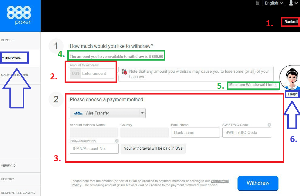 How to withdraw bonus money from 888 casino