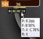 Pop-up with information about the player in 888caption Player's information at 888caption