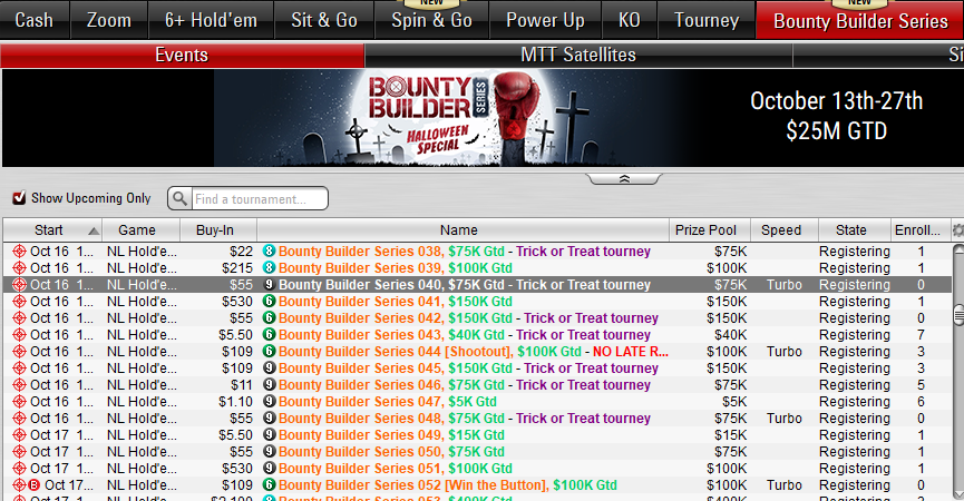 pokerstars bounty builder series schedule