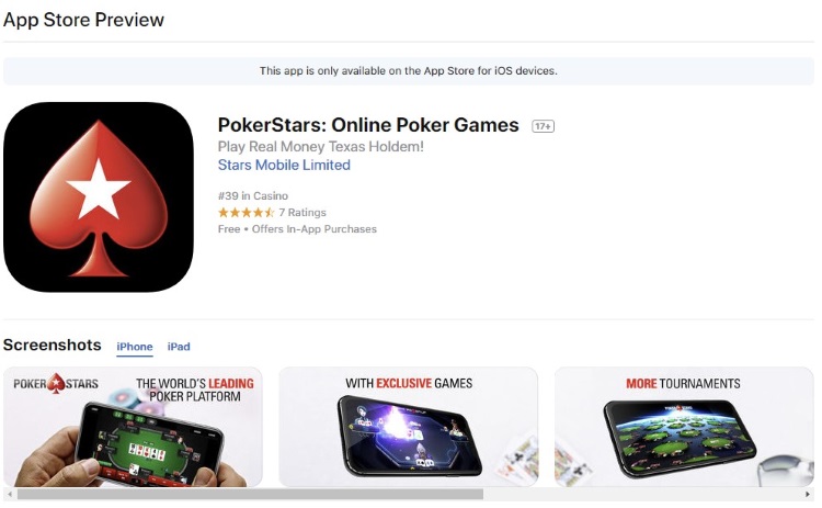 pokerstars ios app not available