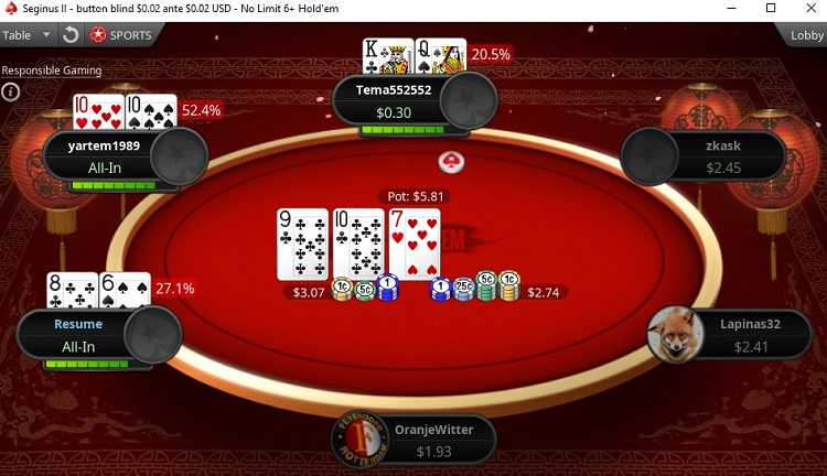 игра в 6+ холдем на PokerStars PokerStars