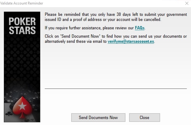Верифікація на PokerStars.es