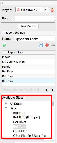 Вкладка My Reports в PokerTracker