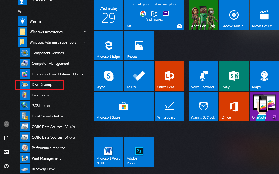 Running Disk Cleanup disk cleanup