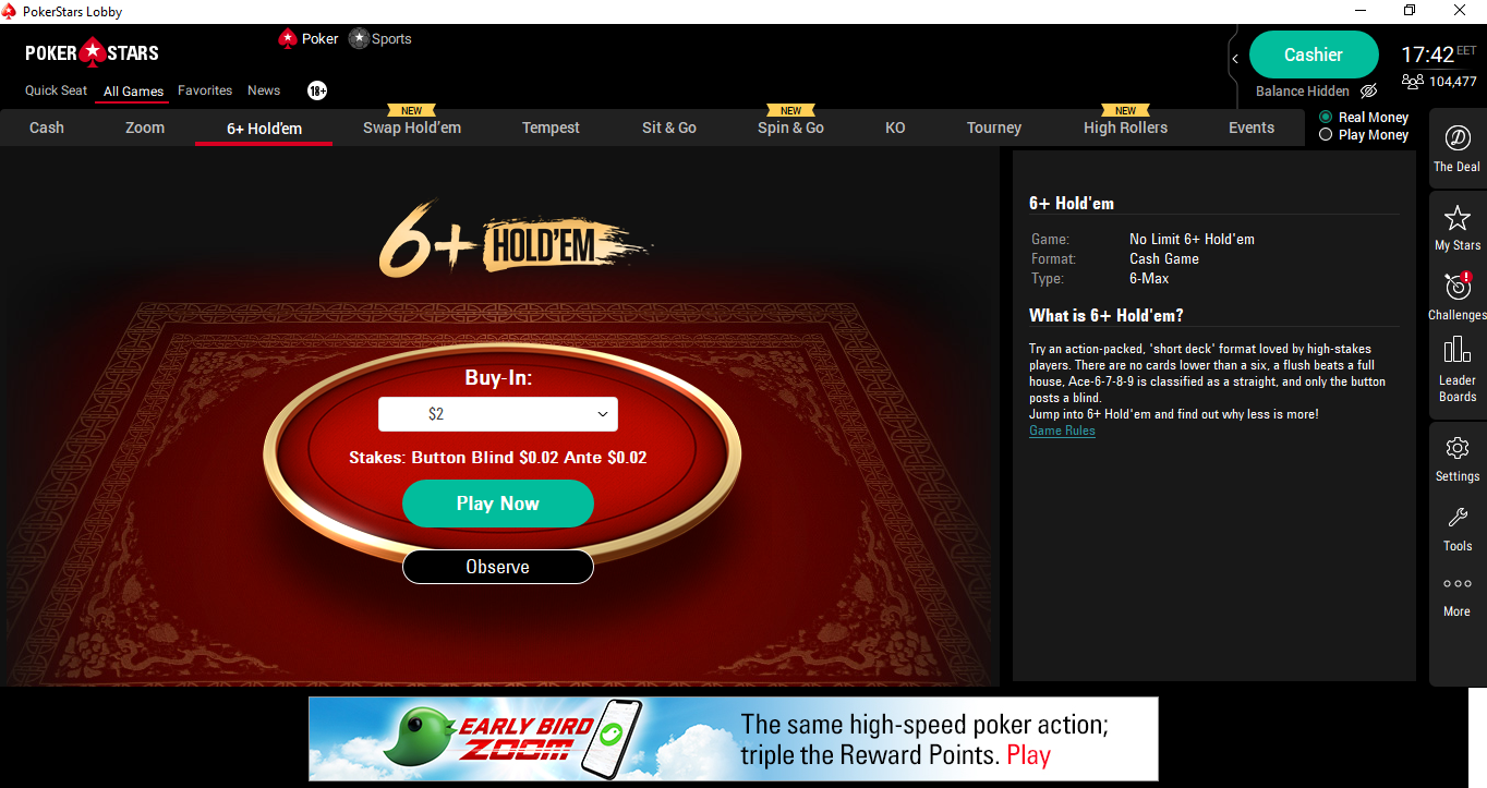 6 Holdem Pokerstars