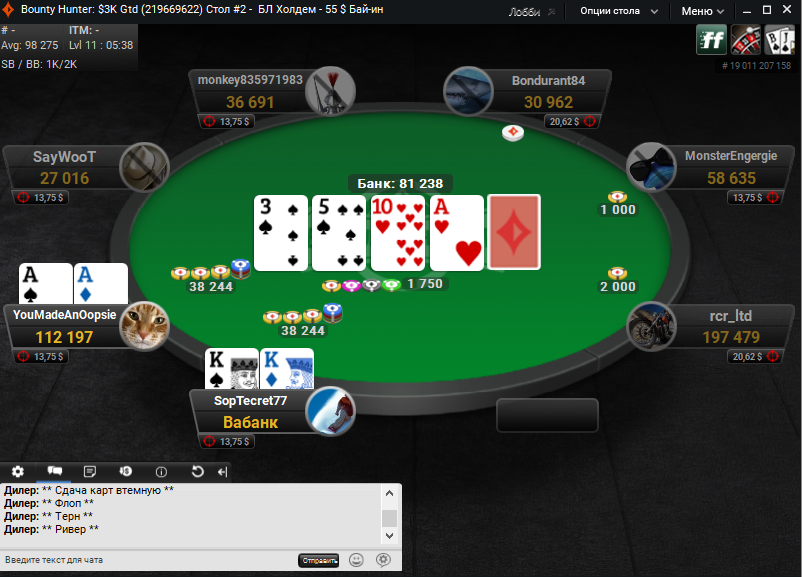 PartyPoker на деньги: игровой стол PartyPoker на деньги
