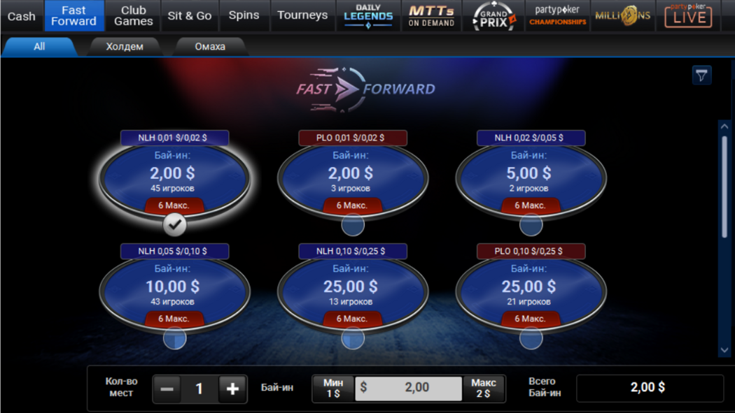 PartyPoker Fast Forward PartyPoker играть