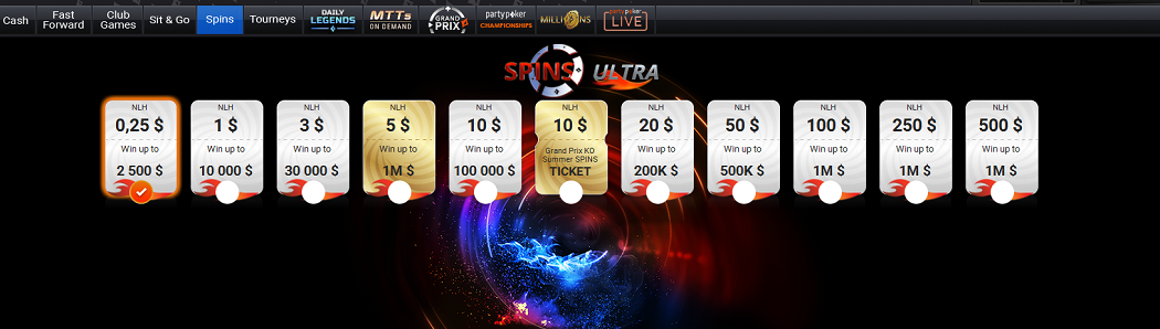 Spins на PartyPoker