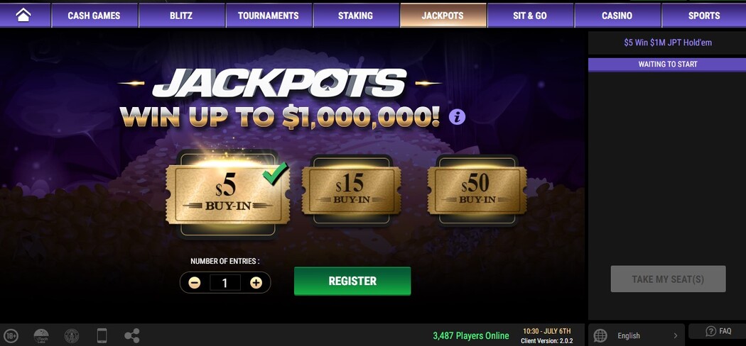 Джекпотні турніри на ACR Poker Americas Cardroom спіни