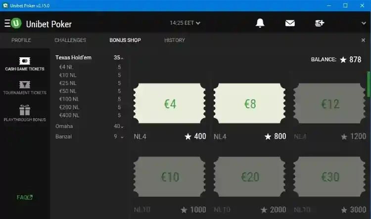 Unibet Poker Bonus Shop