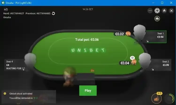 Unibet Poker table