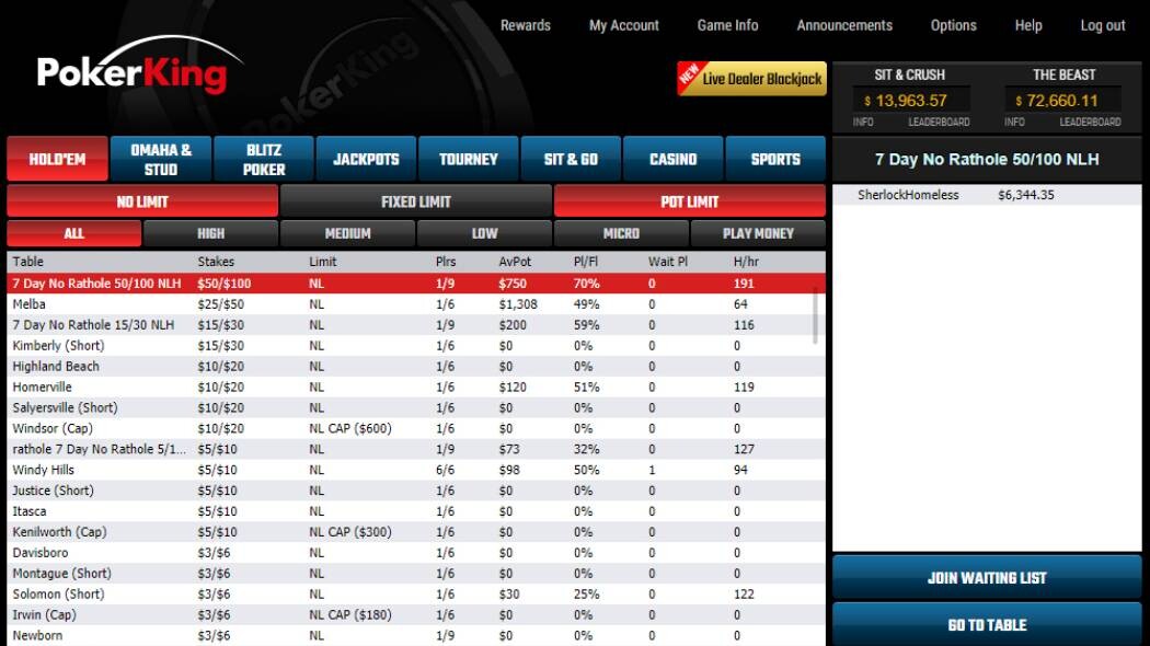 PokerKing лобі PokerKing