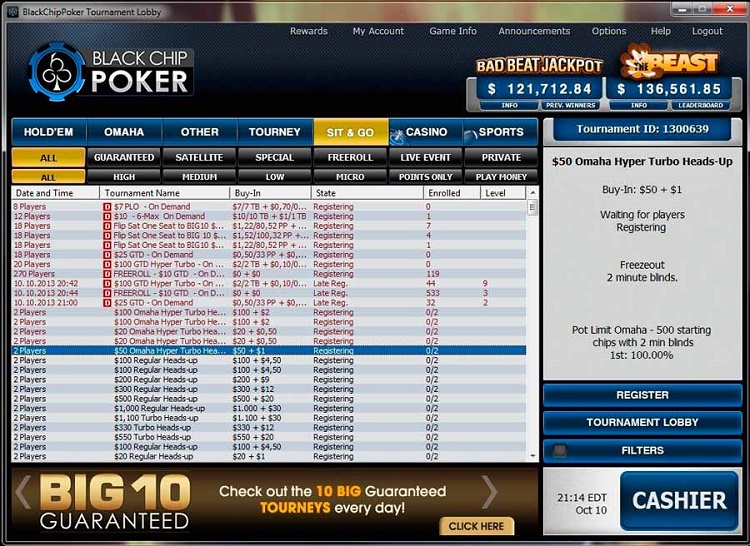 Главное лобби Black Chip Poker Black Chip Poker 2018