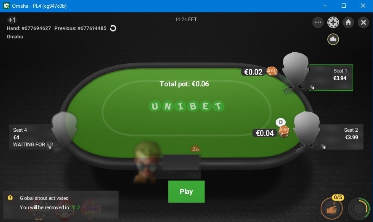 Ігровий стіл Unibet Poker Юнібет Покер
